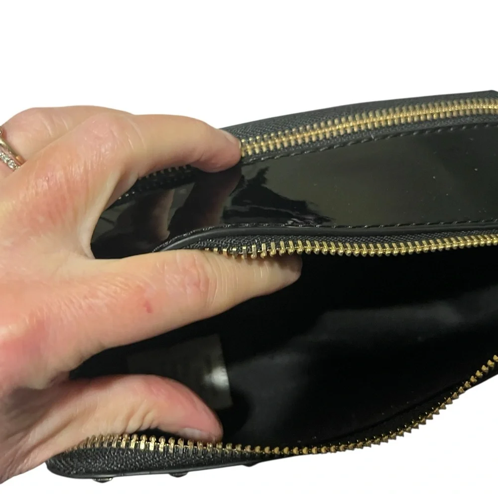 Valentino Orlandi Black Patent Studded Crossbody Camera Bag NWT - Picture 5 of 6